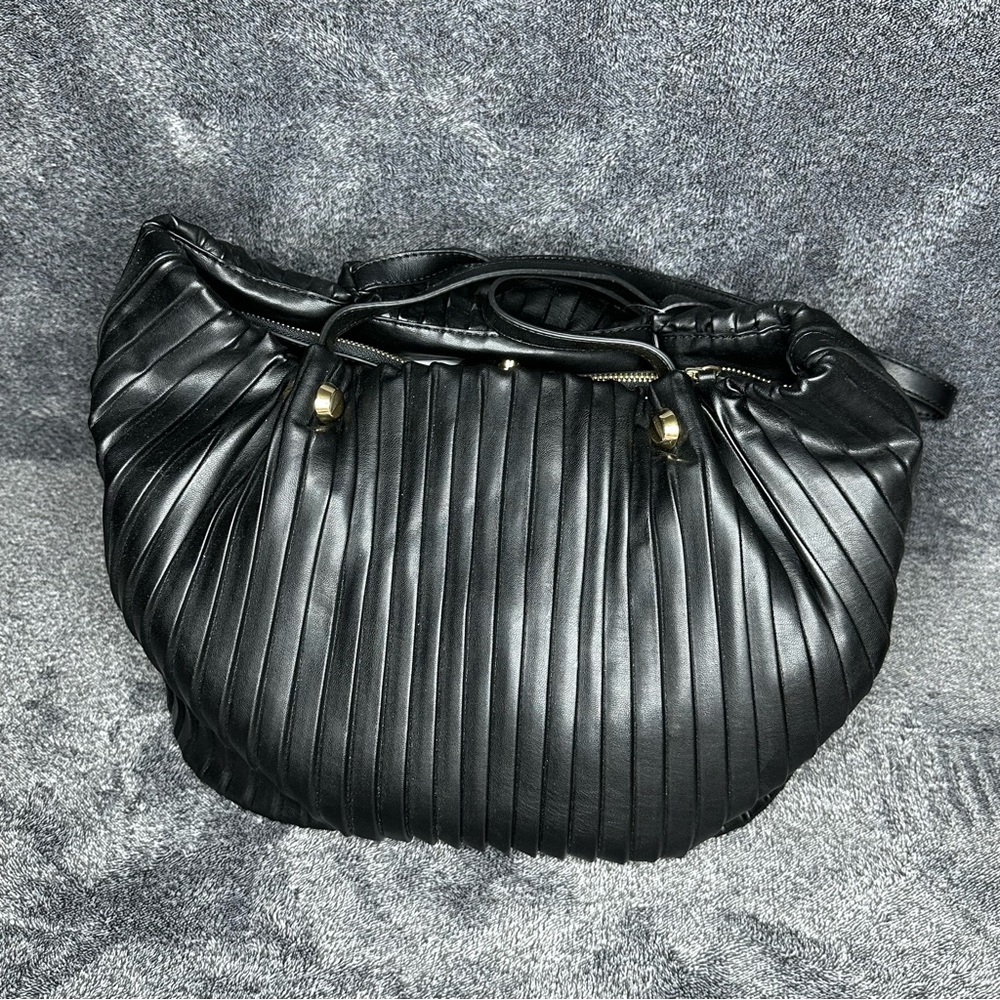 Chic Black Pleated Handbag